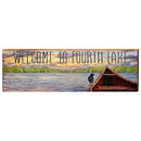Welcome to Fourth Lake Sunset Home Decor Art Print on Real Wood
