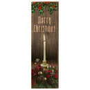 Merry Christmas with Candle Home Decor Art Print on Real Wood