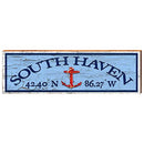 South Haven Anchor Blue Latitude Longitude | Wall Art Print on Real Wood