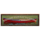Welcome to Huletts Landing Red Canoe Home Decor Art Print on Real Wood