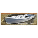 White Boat at Garden City Beach Home Decor Art Print on Real Wood