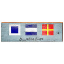 St. Johns River Nautical Flags Home Decor Art Print on Real Wood