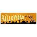 Happy Halloween with Graveyard Home Decor Art Print on Real Wood