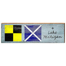 Michigan Lake Nautical Flags Home Decor Art Print on Real Wood