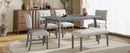 6PCs Dining Room Table Set, Rustic Farmhouse Dining Room Rectangular Table with 4 Upholstered Chairs and Bench, Solid Wood Kitchen Dining Table Set for 6 Persons