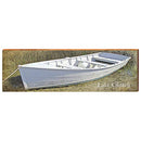 Lake Okoboji White Boat Home Decor Art Print on Real Wood