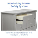 Six Drawer Dresser In Grey With Interlocking Drawers