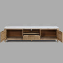 Fluted TV Stand With Accents - Natural Wood / White