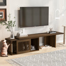 Mid-Century Modern 2 in 1 PET FRIENDLY Walnut TV Stand With Extendable table Soft cushion Sliding door Cat friendly furniture