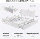 Upholstered Queen Platform Bed Frame With 4 Storage Drawers