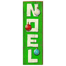 Noel with Balls Green B/G Home Decor Art Print on Real Wood