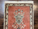 Persian Tabriz Runner Rug 3 x 12, Vintage Hand Knotted Wool Oriental Hallway Carpet, Light Red Beige Tan, Fine Weave, Semi Open Field, Traditional