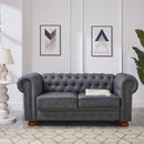 Classic Chesterfield Sofa Loveseat for Living Room Grey Faux Leather