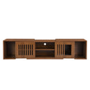 Mid-Century Modern 2 in 1 PET FRIENDLY  Walnut TV Stand With Extendable table Soft cushion Sliding door Cat friendly furniture