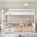 Full XL over Queen Bunk Bed with Ladder and Guardrails, White