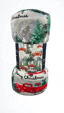 Decor&More Festive Holiday Microplush Throw Blanket (50" x 60") - Christmas Pickup Truck Blanket - Cozy Red Truck Christmas Blanket