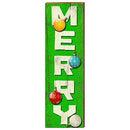 Merry with Balls Green B/G Home Decor Art Print on Real Wood