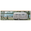Lake Okoboji, Iowa Airstream Camper Scene Wooden Sign | Wall Art Print on Real Wood