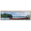 Welcome to McCall Idaho Red Canoe on Lake Sign Home Decor Art Print on Real Wood