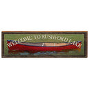 Welcome to Rushford Lake Canoe in Lake Home Decor Art Print on Real Wood
