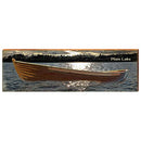 Plum Lake Red Boat Home Decor Art Print on Real Wood