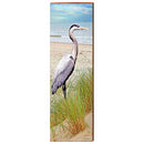 Heron On Beach Home Decor Art Print on Real Wood