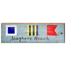 Seagrove Beach Nautical Flags Sign Home Decor Art Print on Real Wood