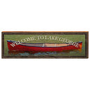 Welcome to Lake George Red Canoe Home Decor Art Print on Real Wood