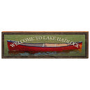Welcome to Lake Hadlock Red Canoe Home Decor Art Print on Real Wood