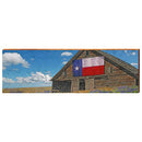 Texas Barn with Flag Home Decor Art Print on Real Wood