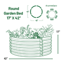 17" Tall x 42" Round Raised Garden Bed, in Ivory