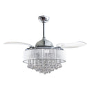 42" Broxburne Modern Chrome Downrod Mount Crystal Ceiling Fan with Lighting and Remote Control