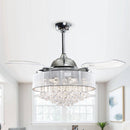 42" Broxburne Modern Chrome Downrod Mount Crystal Ceiling Fan with Lighting and Remote Control
