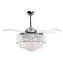 42" Broxburne Modern Chrome Downrod Mount Crystal Ceiling Fan with Lighting and Remote Control