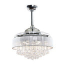 42" Broxburne Modern Chrome Downrod Mount Crystal Ceiling Fan with Lighting and Remote Control