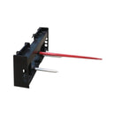 Black metal bracket with red and white cables on a white background