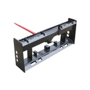 Black metal frame with red rod on a white background