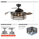 42" Industrial Downrod Mount Ceiling Fan with Lighting and Remote Control