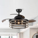 42" Industrial Downrod Mount Ceiling Fan with Lighting and Remote Control