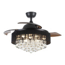 42" Modern Downrod Mount Crystal Ceiling Fan with Lighting and Remote Control