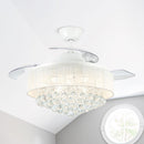 42" Modern Downrod Mount Crystal Ceiling Fan with Lighting and Remote Control