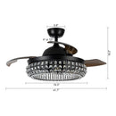 42" Modern Downrod Mount Crystal Ceiling Fan with Lighting and Remote Control