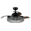 42" Modern Downrod Mount Crystal Ceiling Fan with Lighting and Remote Control
