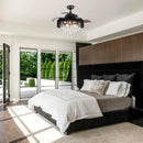 42" Modern Downrod Mount Crystal Ceiling Fan with Lighting and Remote Control