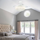 42" Modern Downrod Mount Crystal Ceiling Fan with Lighting and Remote Control