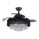 42" Modern Downrod Mount Crystal Ceiling Fan with Lighting and Remote Control