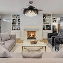 42" Modern Downrod Mount Crystal Ceiling Fan with Lighting and Remote Control