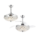 42" Servantes Modern Downrod Mount Crystal Ceiling Fan with Lighting and Remote Control