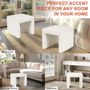 Cream Soft Boucle Upholstered Ottoman Footrest 18 Inches