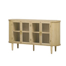 TREXM Farmhouse Sideboard Cabinet with Storage, Wood Buffet Cabinet with Glass Doors and Adjustable Shelves for Kitchen, Dining Room and Living Room (Natural)